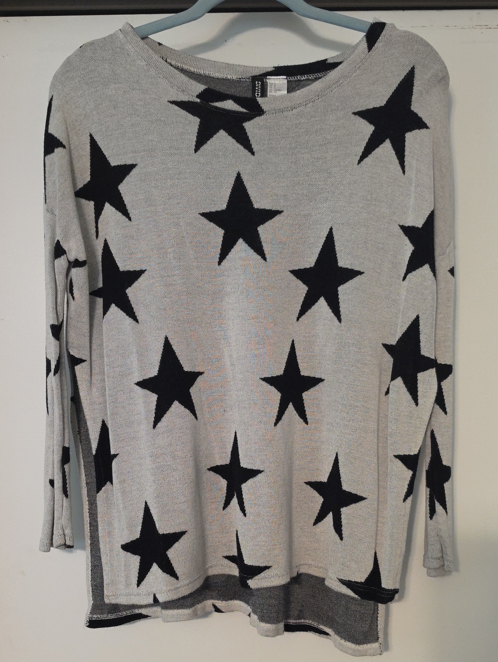 Divided Gray Star-Print Long Sleeve Top